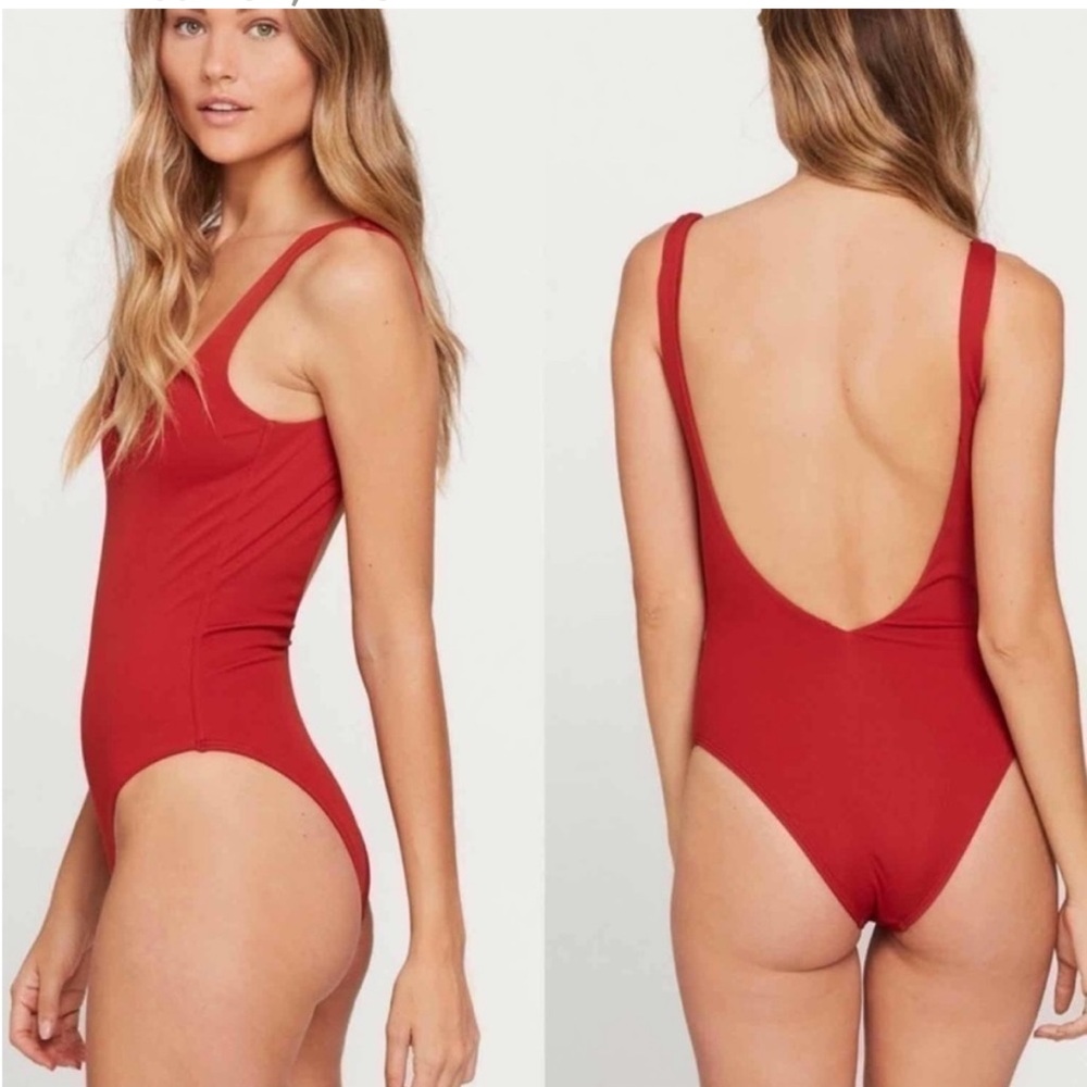l*space Red Scoop Back One-Piece Swimsuit